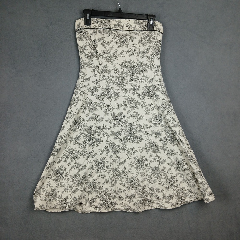 Just Choon Strapless A Line Dress Women 5 White Floral Cotton Stretch Party Wear